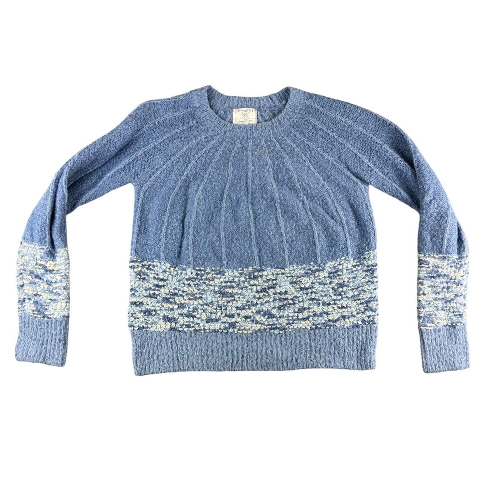 Absolutely Creative Worldwide Sweater Womens Small Blue White Pullover Crew Neck